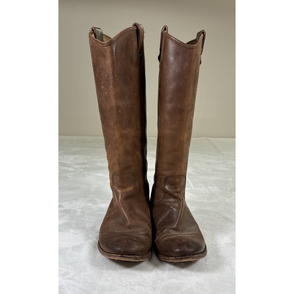 FRYE Melissa Button Tall Riding Boots 77168 Brown Cognac Leather Size 9.5B Chrty - Picture 3 of 16